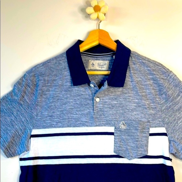 Original Penguin Gray and Blue Polo Shirt Sporty Casual Design - Picture 4 of 5
